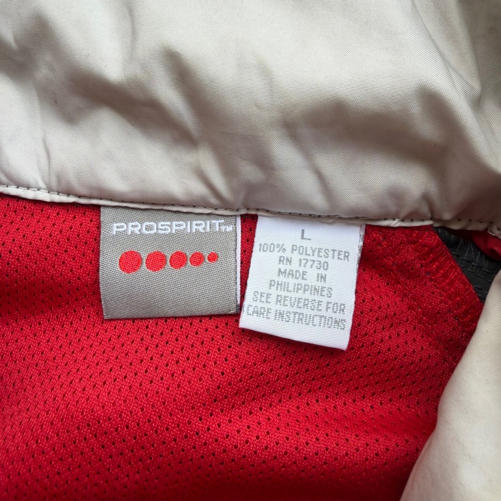 Prospirit Windbreaker Jacket Mens L Gray Red Full Zip Hooded Sporty Athleisure - Picture 4 of 11